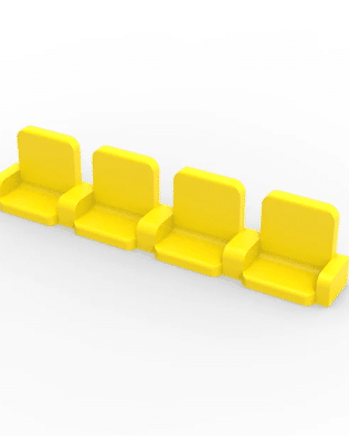4 rows of 15 VIP seats (with backrest and armrest) for Subbuteo or Zeugo stands. - Yellow