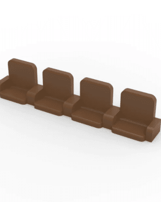 4 rows of 15 VIP seats (with backrest and armrest) for Subbuteo or Zeugo stands. - Brown