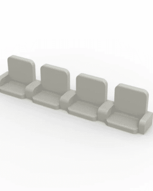 4 rows of 15 VIP seats (with backrest and armrest) for Subbuteo or Zeugo stands. - Grey