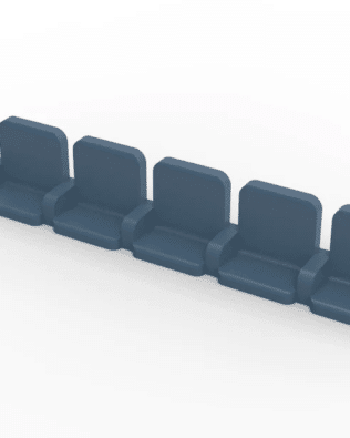 5 rows of 12 VIP seats (with backrest and armrest) for Subbuteo or Zeugo stands. - Steel blue