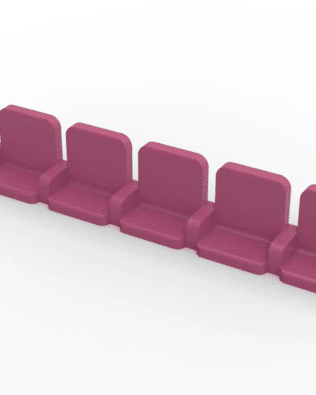 5 rows of 12 VIP seats (with backrest and armrest) for Subbuteo or Zeugo stands. - Claret