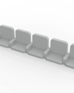 5 rows of 12 VIP seats (with backrest and armrest) for Subbuteo or Zeugo stands. - Grey