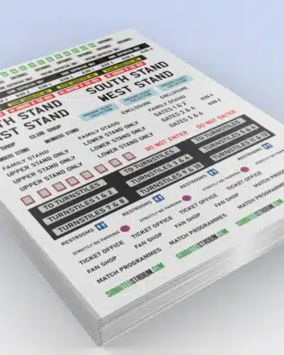 Sheet with 123 prec-cut stickers for your stadium