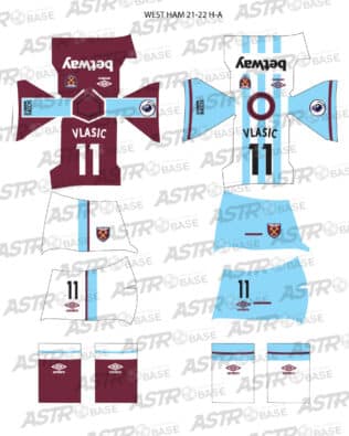 West Ham home + away 2021 / 22 - For HW figures