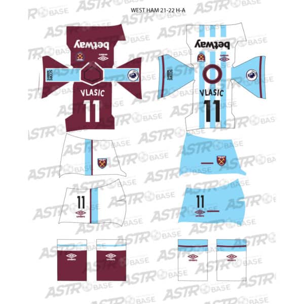 West Ham home + away 2021 / 22