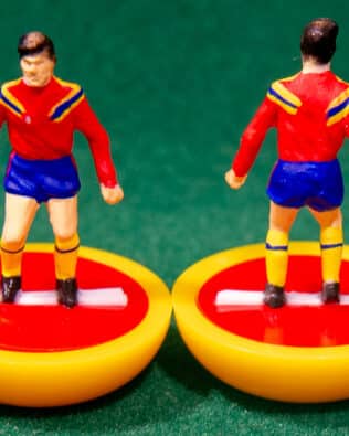 Colombia World Cup 1990 - Team + 2 substitutes and spare keeper (SAME KIT OF THE RODDED KEEPER) in SUBBUTEO REPLICA GREEN BOX from the 70s