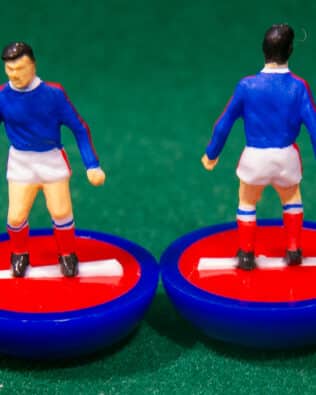 France World Cup 1978 - Team + 2 substitutes and spare keeper (SAME KIT OF THE RODDED KEEPER) in SUBBUTEO REPLICA GREEN BOX from the 70s